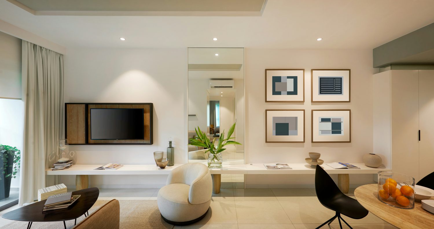 Séjour design d’un appartement meublé en location courte durée à Mulhouse